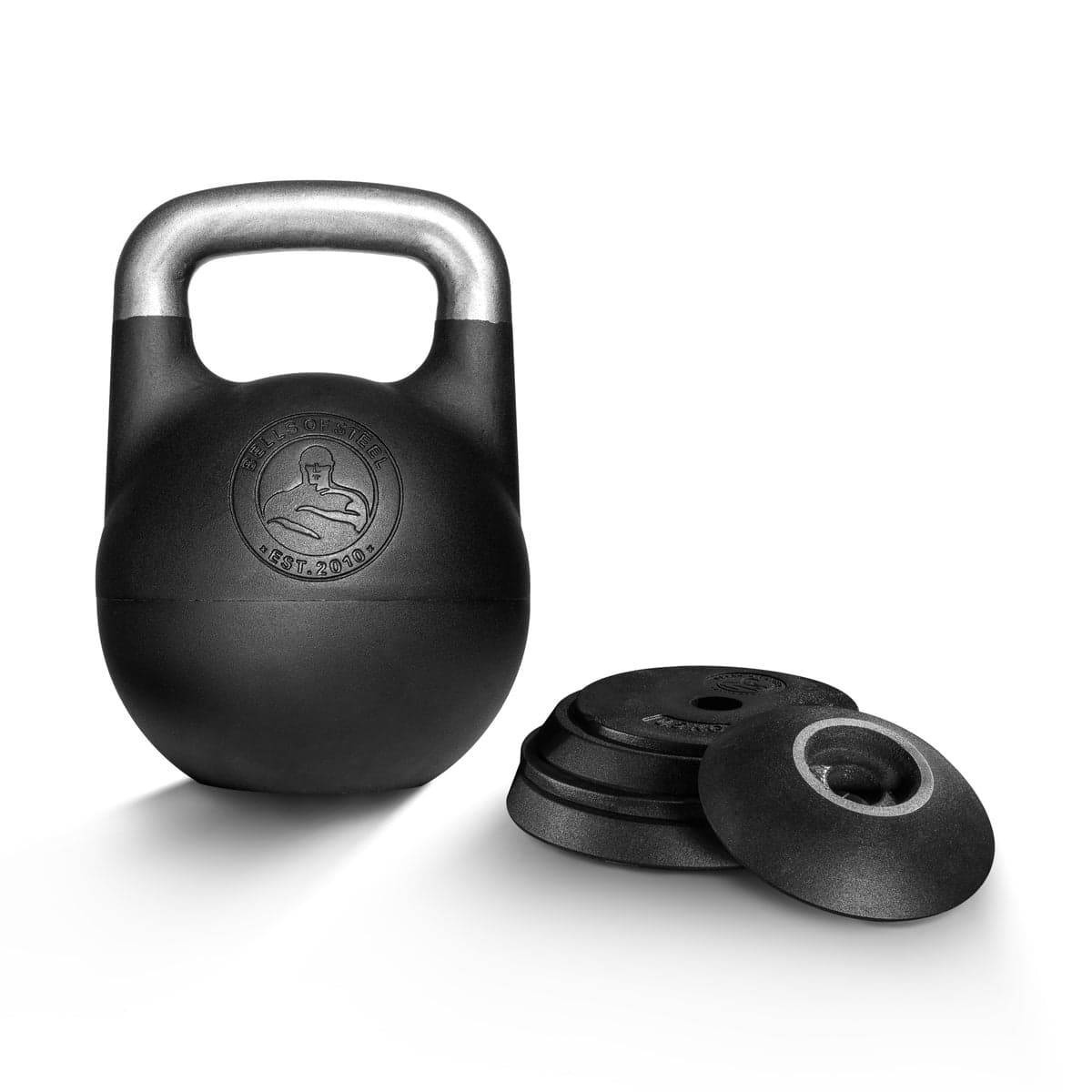 Bells of Steel adjustable competition kettlebell shown upright on a neutral surface