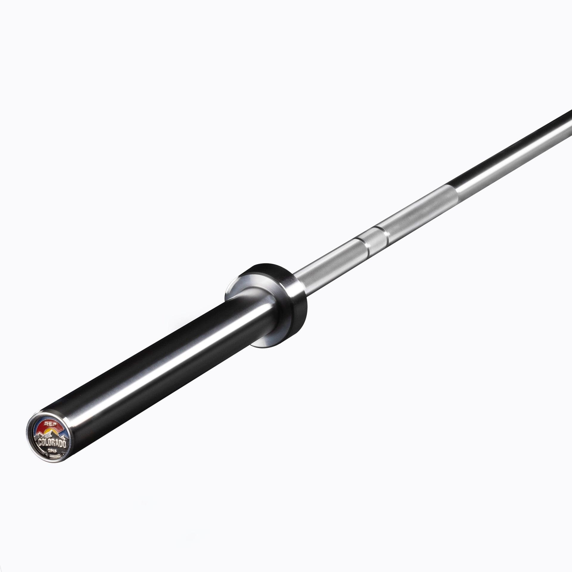 REP Colorado 20 kg bar shown horizontally with its hard-chrome shaft and sleeves