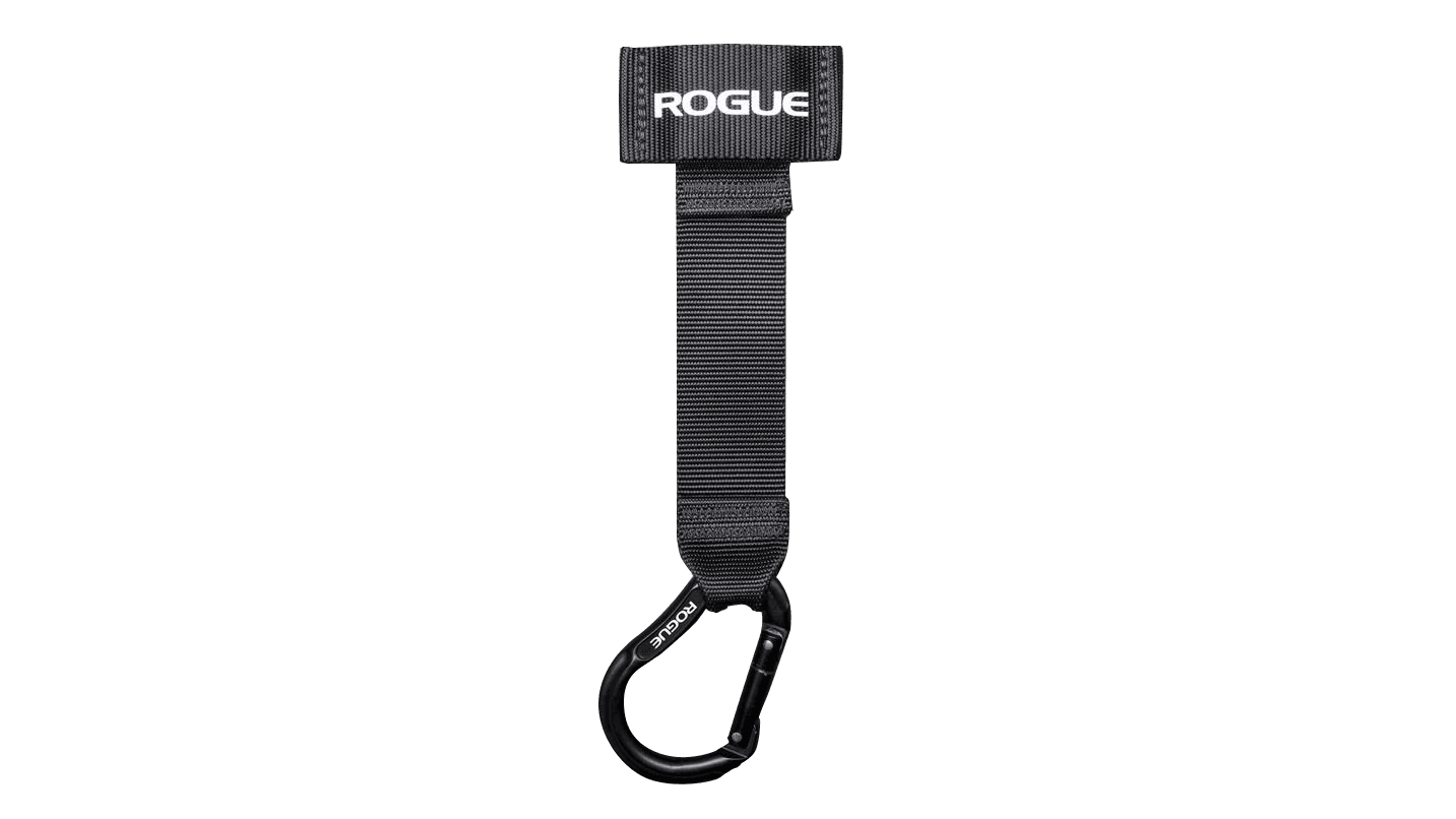 Rogue Door Strap with black nylon webbing, padded door anchor, and steel carabiner