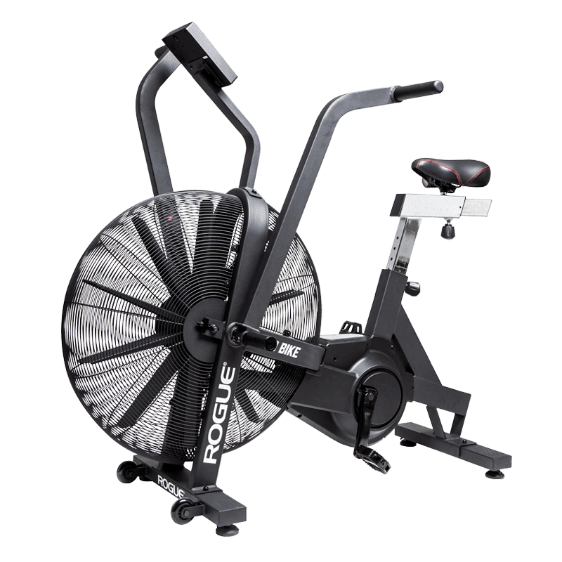 Rogue Echo Bike V3.0 shown from the front-left with its connected console