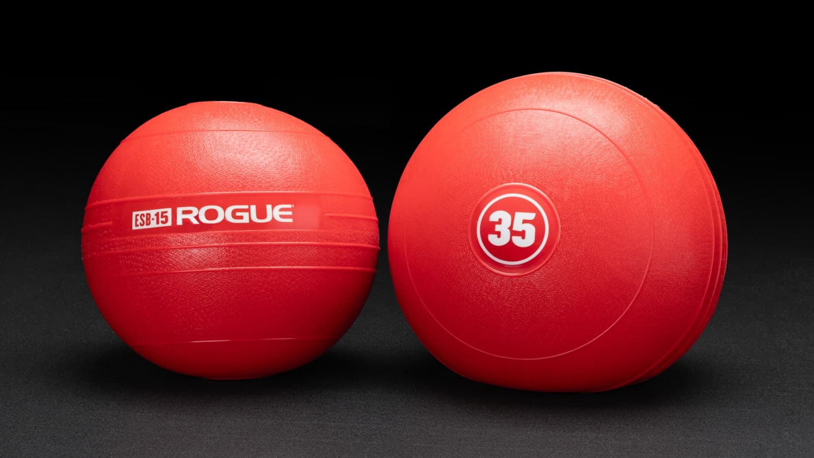 Rogue Echo Slam Balls shown as red dead-bounce balls with white weight markings
