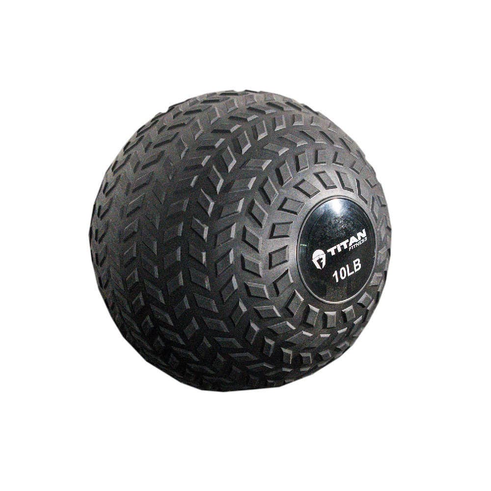 Titan Rubber Tread Slam Ball shown in black with raised tread texture and white weight marking
